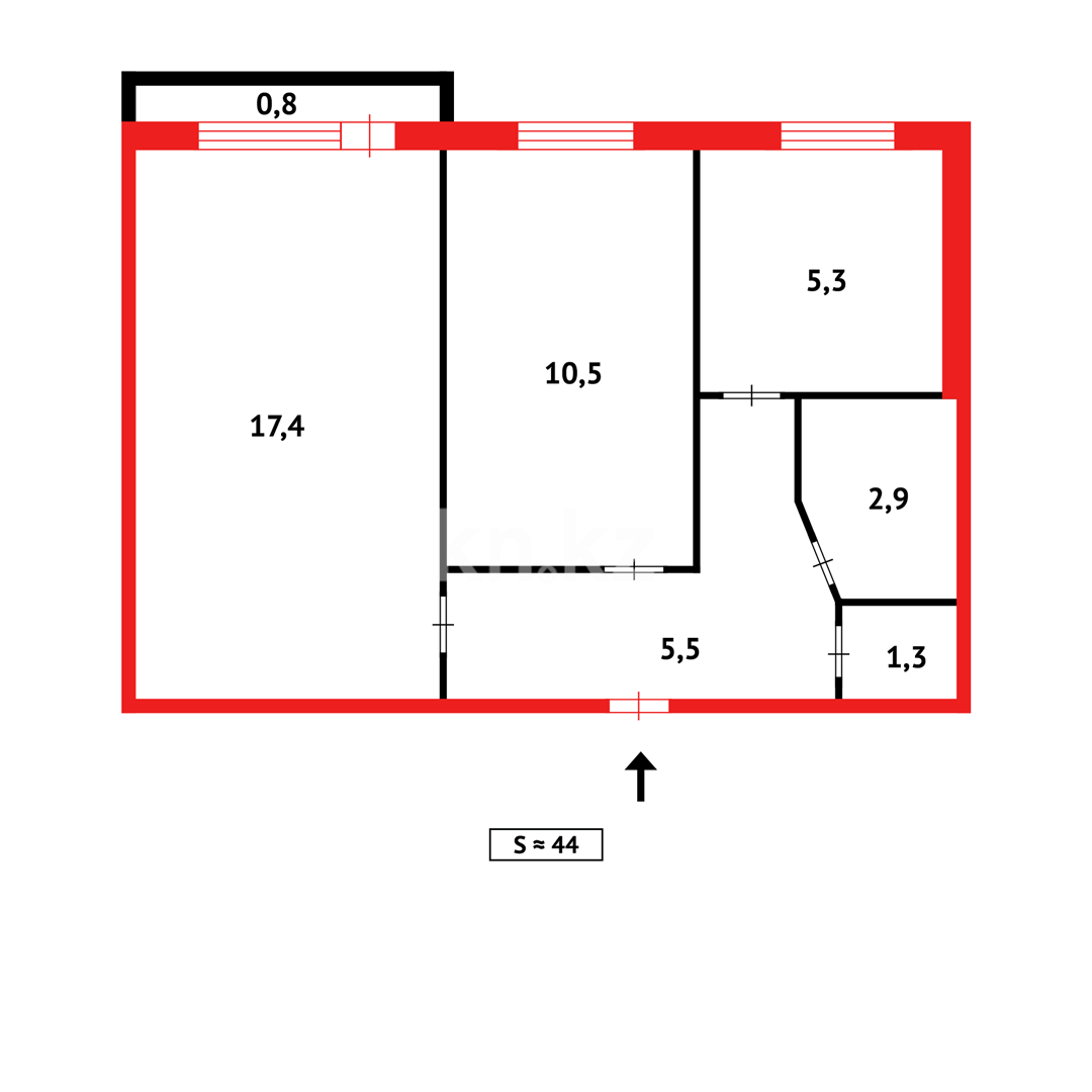 Продажа 2-комнатной квартиры, 45 м², мкр-н 6-й в Темиртау - фото 12