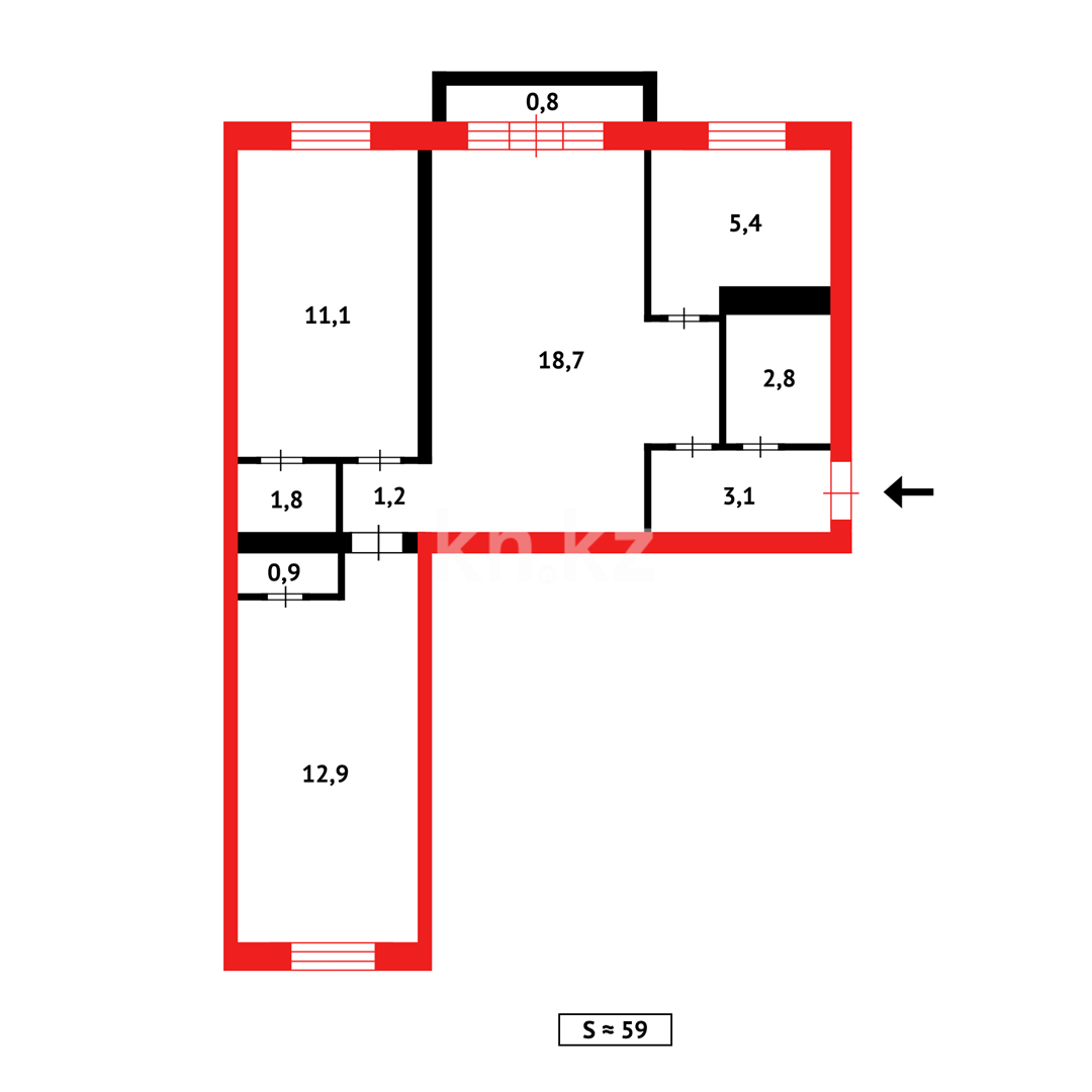 Продажа 3-комнатной квартиры, 58 м² в Абае - фото 7