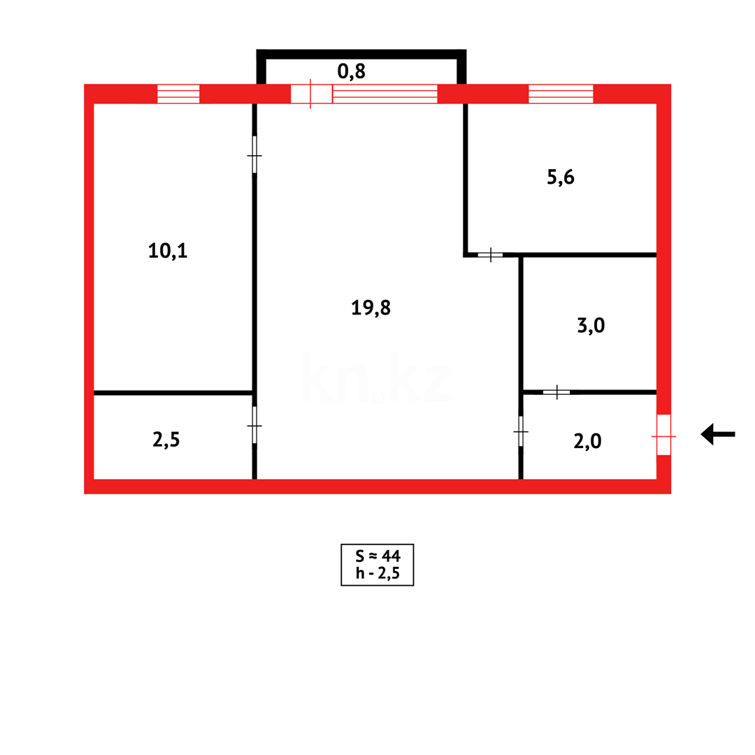 Продажа 2-комнатной квартиры, 45 м² - Продажа квартир в блочном доме в Темиртау фото 6 из 6