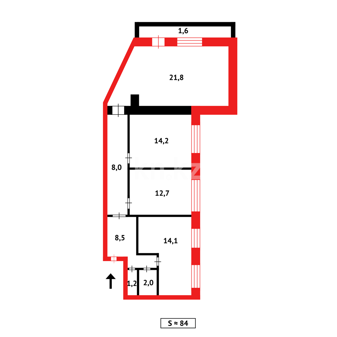 Продажа 3-комнатной квартиры, 84 м², мкр-н 22 - Продажа  трехкомнатных квартир в Караганде фото 17 из 17
