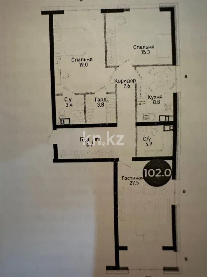 Продажа 3-комнатной квартиры, 102 м², ул. Нурмагамбетова, дом  71 - Продажа квартир в Алматы фото 1 из 1