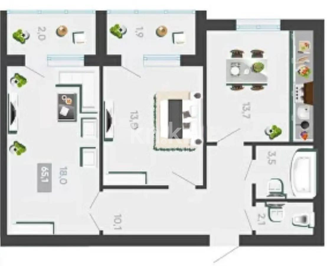 Продажа 2-комнатной квартиры, 62 м², ул. Университетская, дом  28/19 - Продажа  двухкомнатных квартир в новостройках Караганды без посредников фото 1 из 1