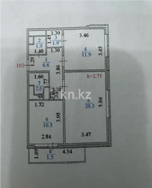 Продажа 2-комнатной квартиры, 57.2 м², ул. Е-117, дом  39 в Астане - фото 5