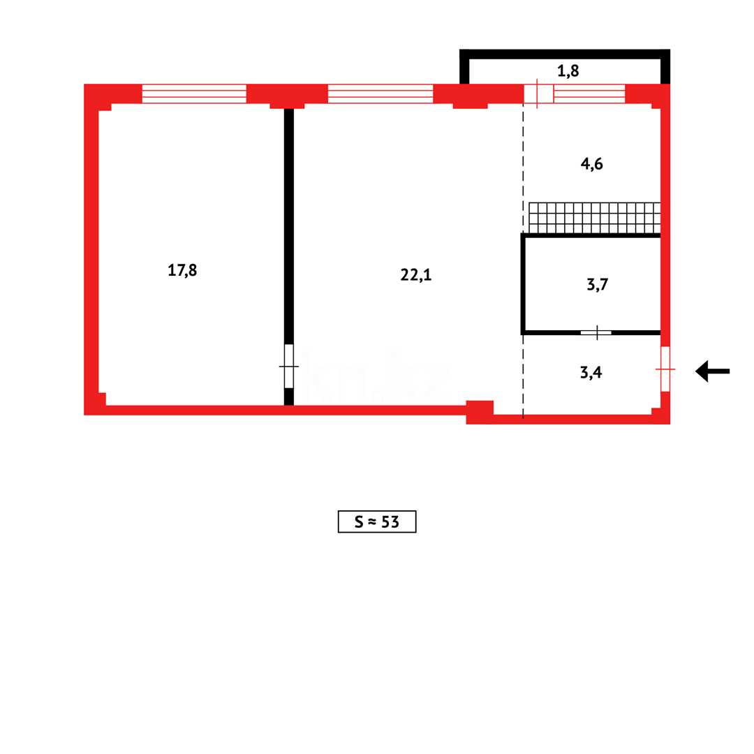 Продажа 2-комнатной квартиры, 52 м², ул. Ашимова - Продажа  двухкомнатных квартир в Караганде фото 14 из 14