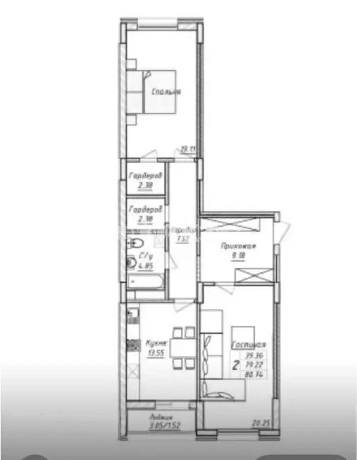 Продажа 2-комнатной квартиры, 80.74 м², ул. Казыбек би, дом  21 - Продажа квартир в Казахстане фото 1 из 1