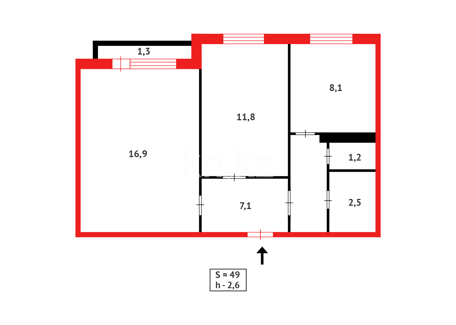 Продажа 2-комнатной квартиры, 48 м², пр. Шахтеров - Продажа квартир в Караганде фото 12 из 12
