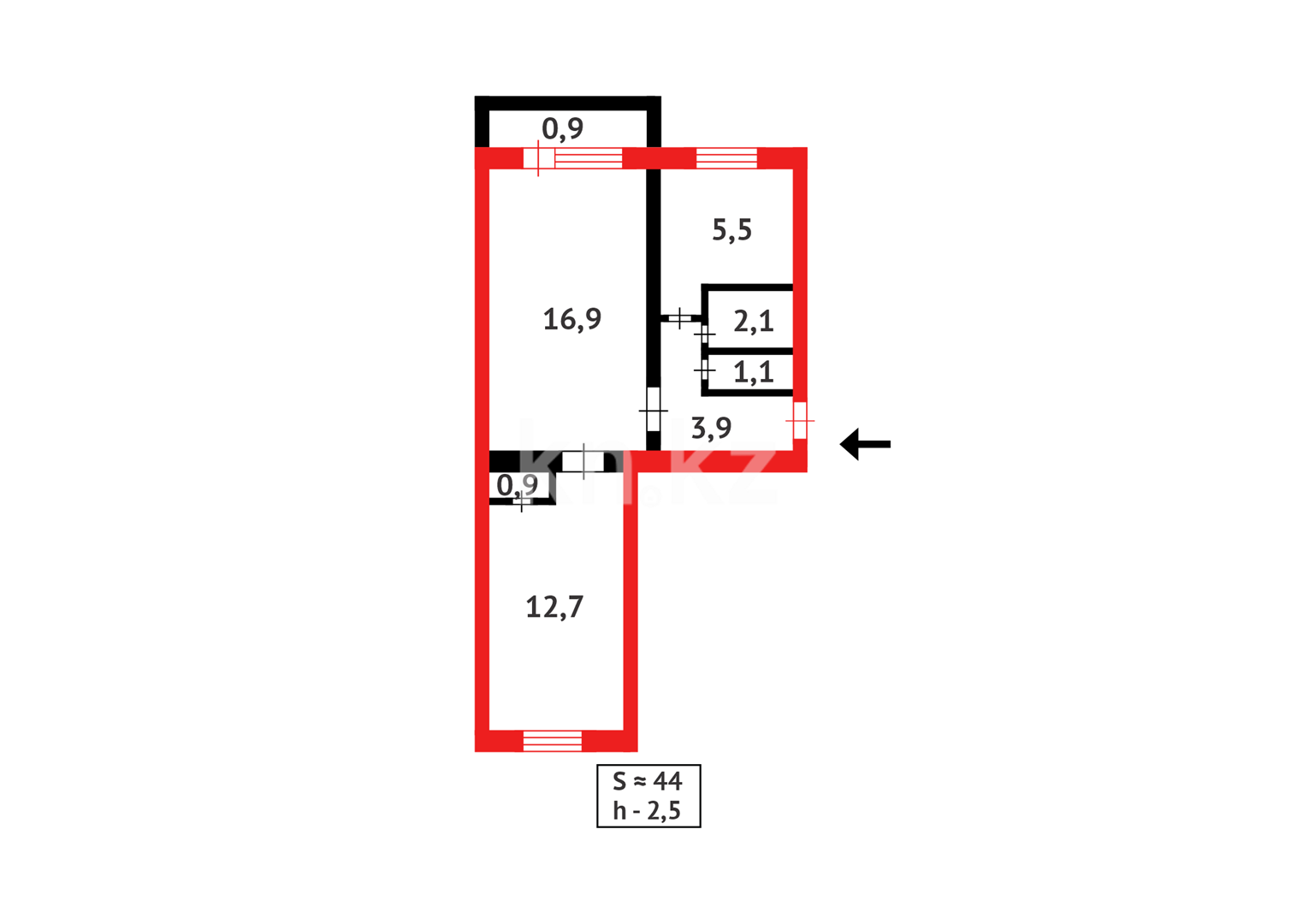 Продажа 2-комнатной квартиры, 44 м² - Продажа квартир в Абае фото 7 из 7