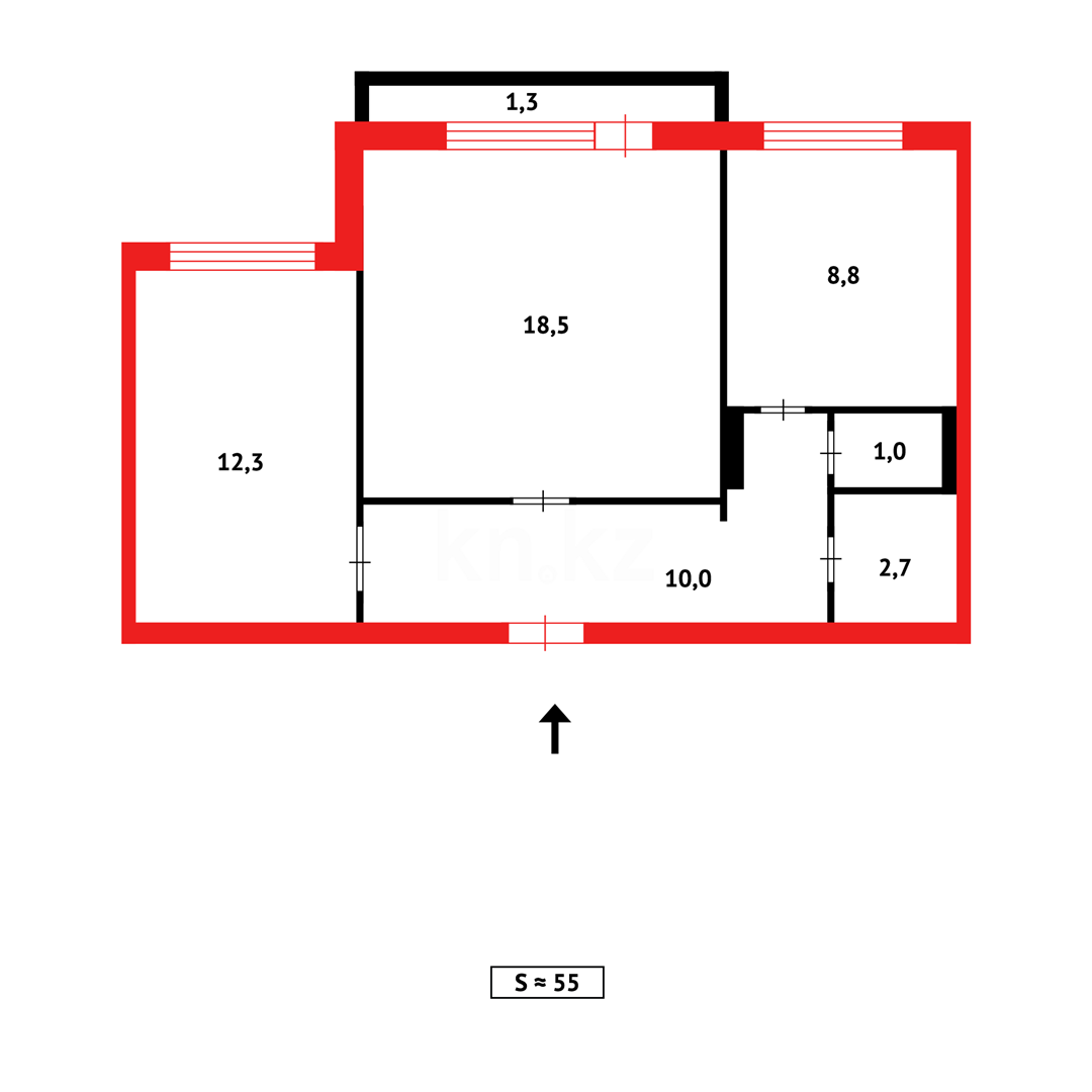 Продажа 2-комнатной квартиры, 54 м², мкр-н Степной-3 - Продажа  двухкомнатных квартир в Караганде фото 10 из 10