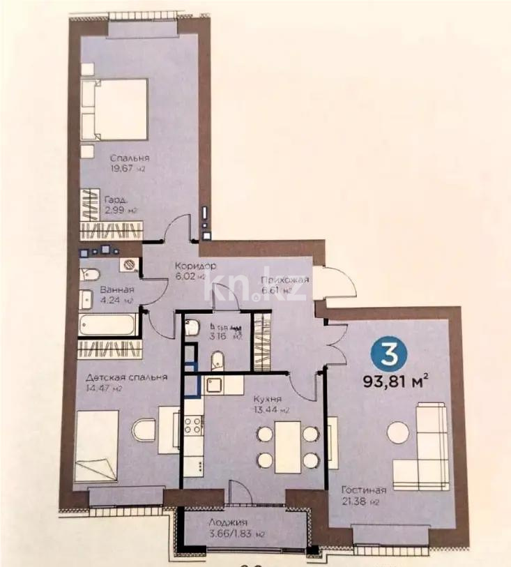 Продажа 3-комнатной квартиры, 93.8 м² - Продажа квартир в р-не Есиль Астаны - страница 7 фото 1 из 1