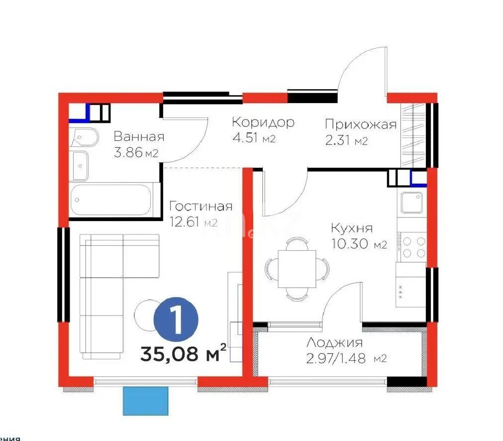 Продажа 1-комнатной квартиры, 35.8 м², ул. Байге, дом  12а в Алматы
