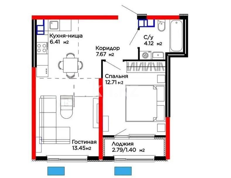 Продажа 2-комнатной квартиры, 45.76 м² - Продажа двухкомнатных квартир от собственников в Алматы - страница 47 фото 1 из 1