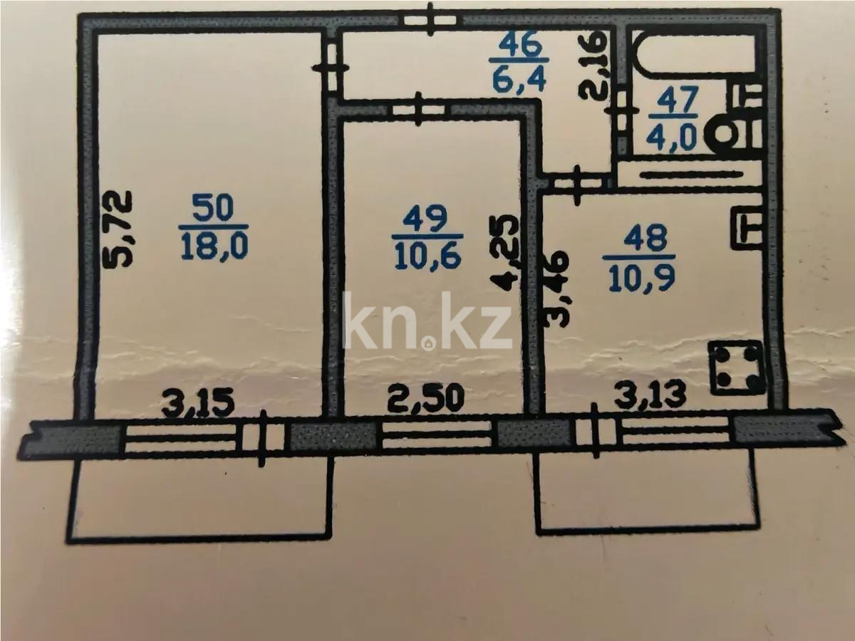 Продажа 2-комнатной квартиры, 49.8 м² в Алматы