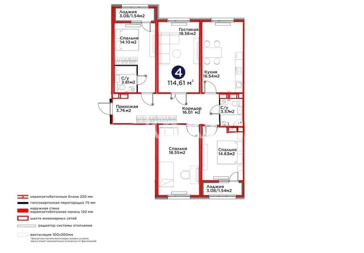 Продажа 4-комнатной квартиры, 115 м² - Продажа четырехкомнатных квартир в Казахстане фото 1 из 1