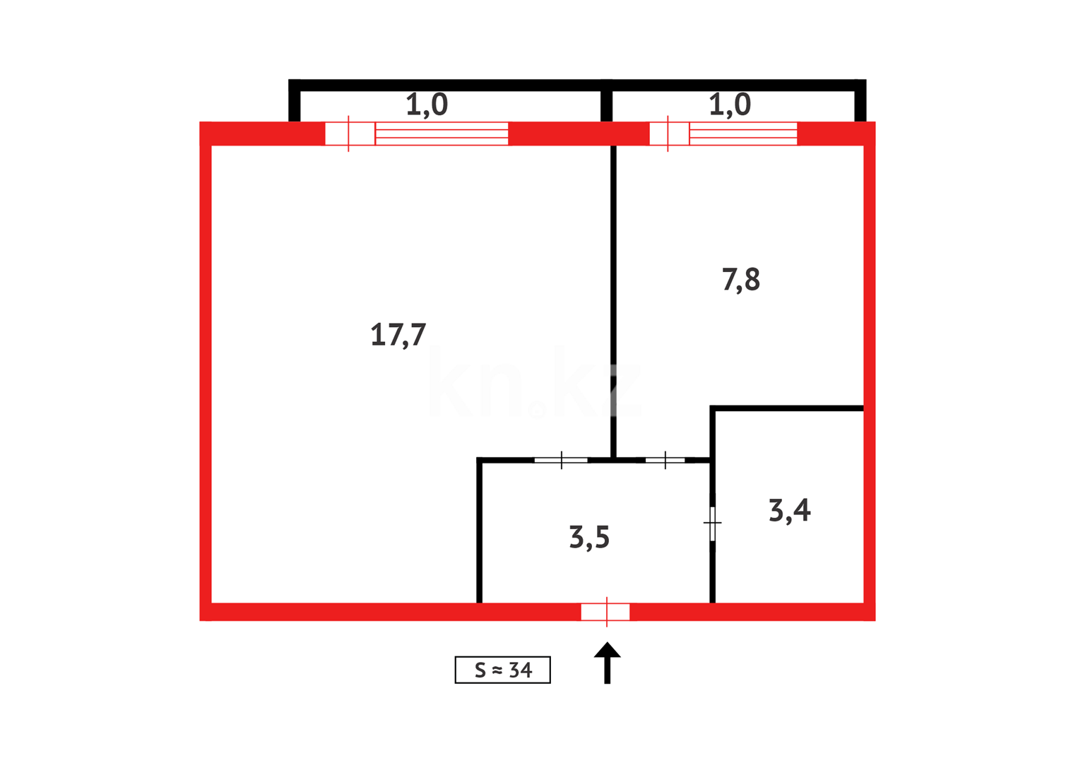 Продажа 1-комнатной квартиры, 34 м² - Продажа однокомнатных квартир в Караганде - страница 5 фото 14 из 14