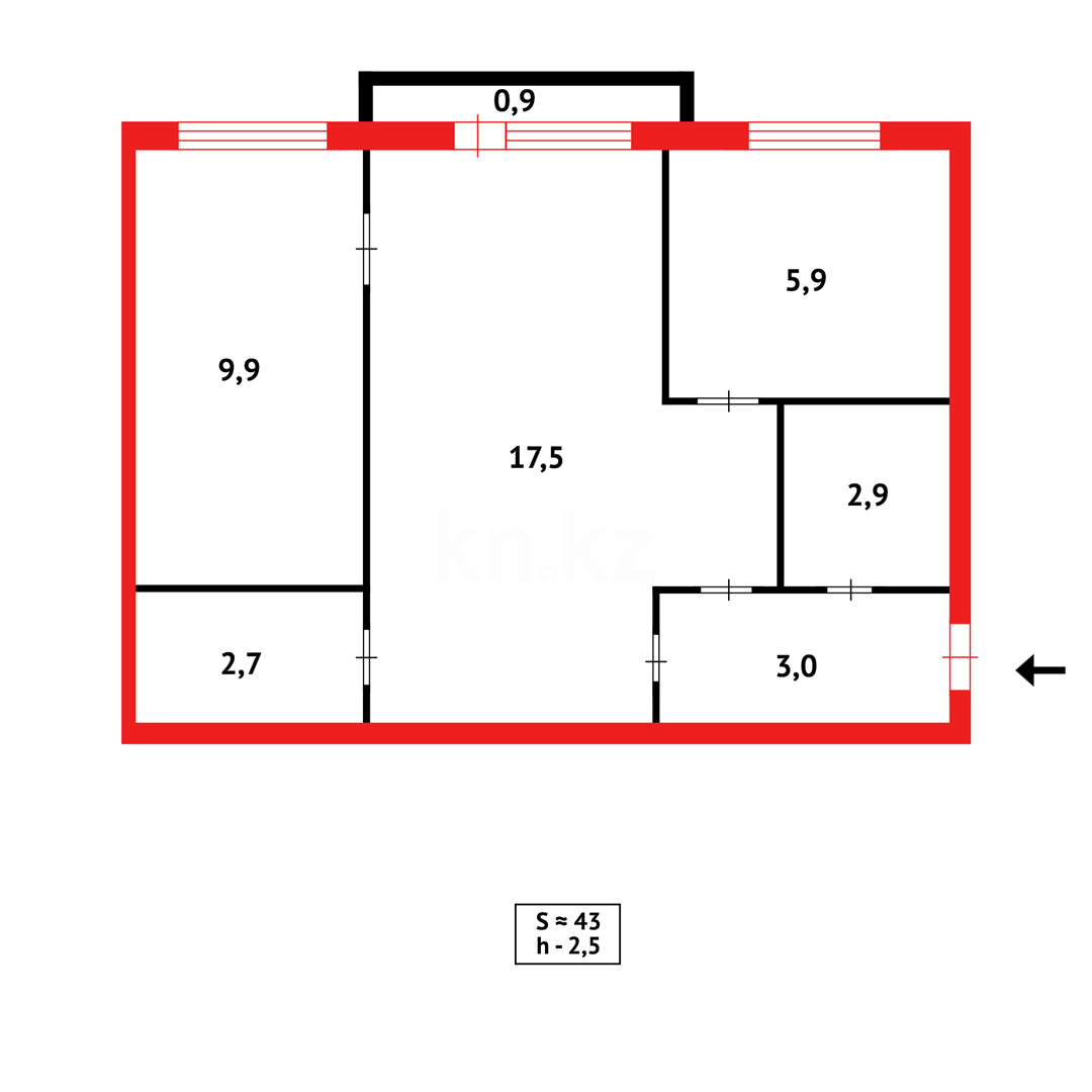 Продажа 2-комнатной квартиры, 42 м², мкр-н 17 в Караганде - фото 11