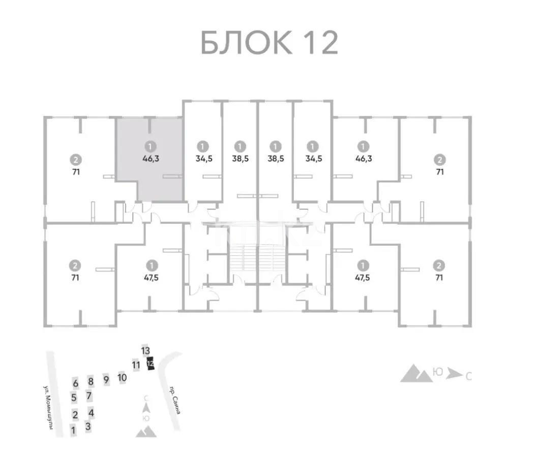 Продажа 1-комнатной квартиры, 43.9 м², ул. Момышулы, дом  100 стр - Продажа квартир в новостройках Алматы фото 1 из 1