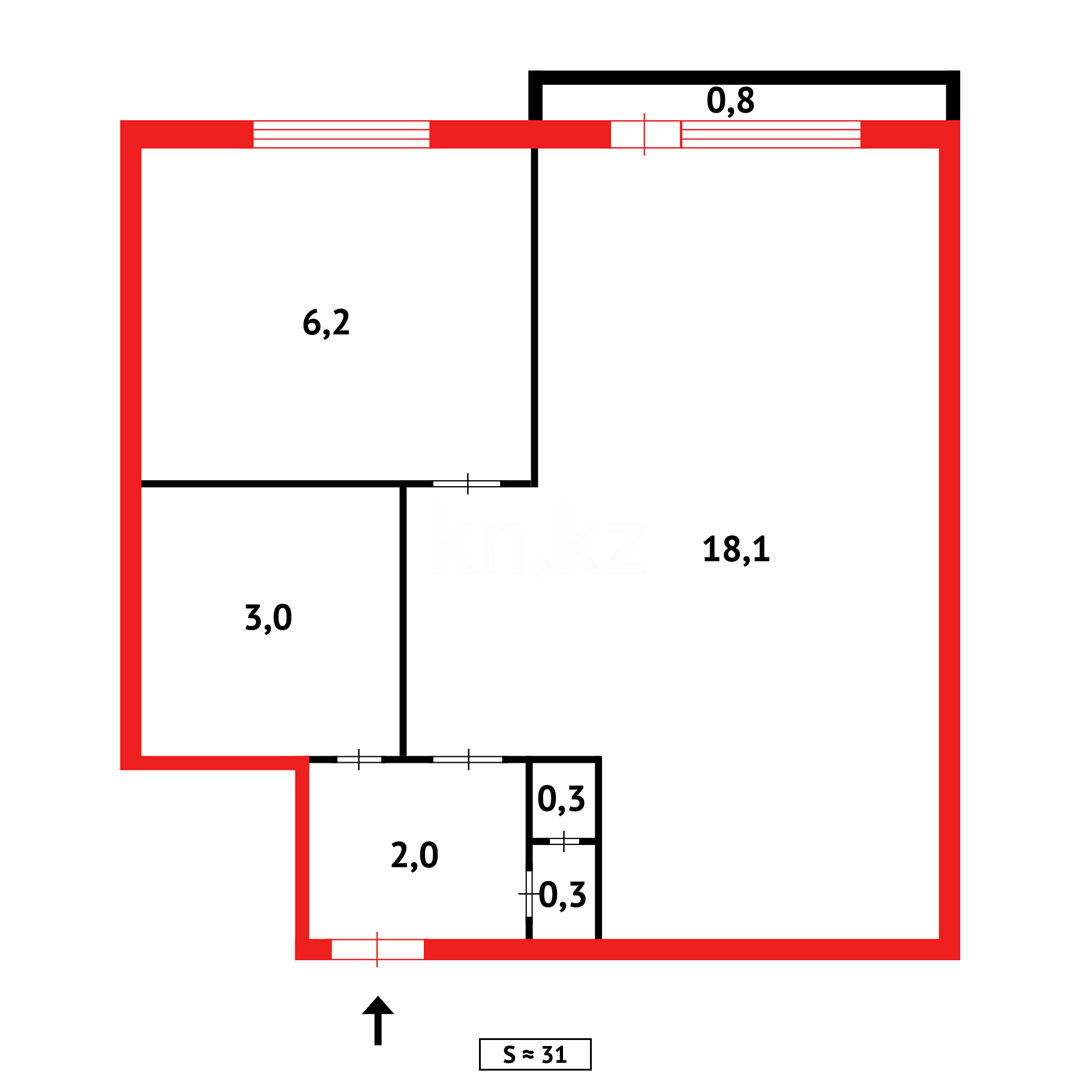 Продажа 1-комнатной квартиры, 30 м², ул. Мичурина в Темиртау - фото 7