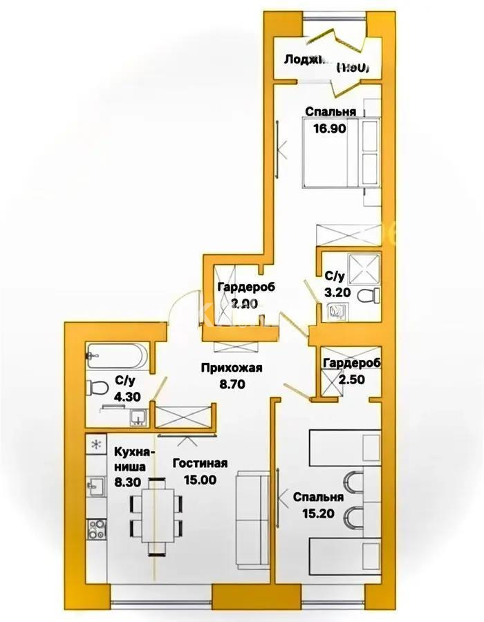 Продажа 3-комнатной квартиры, 80 м², пр. Тауелсыздык, дом  25/2 - Продажа  трехкомнатных квартир в новостройках Астаны фото 1 из 1