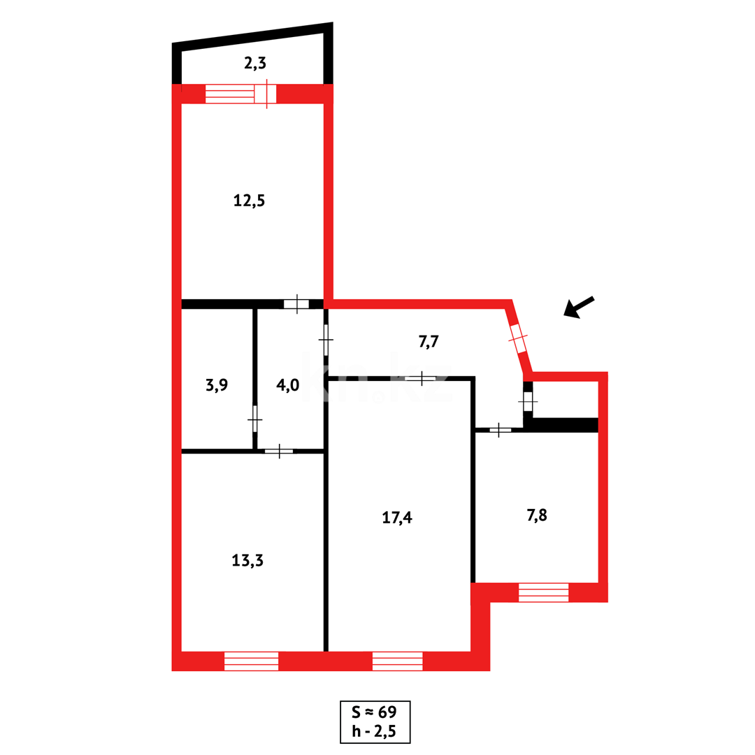 Продажа 3-комнатной квартиры, 70 м², ул. Темиртауская - Продажа квартир в Темиртау фото 25 из 25