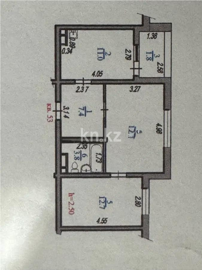 Продажа 2-комнатной квартиры, 53 м², мкр. Мадениет, дом  834/31 - Продажа квартир в Алматы фото 1 из 1