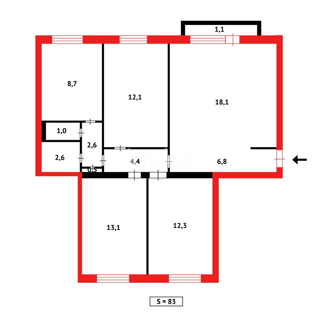 Продажа 4-комнатной квартиры, 82 м² - Продажа четырехкомнатных квартир в Казахстане - страница 6 фото 11 из 11