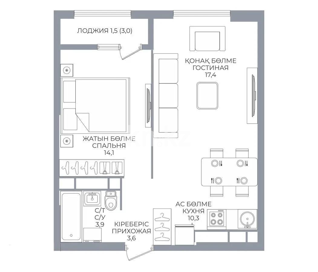 Продажа 2-комнатной квартиры, 53 м² в Алматы - фото 4