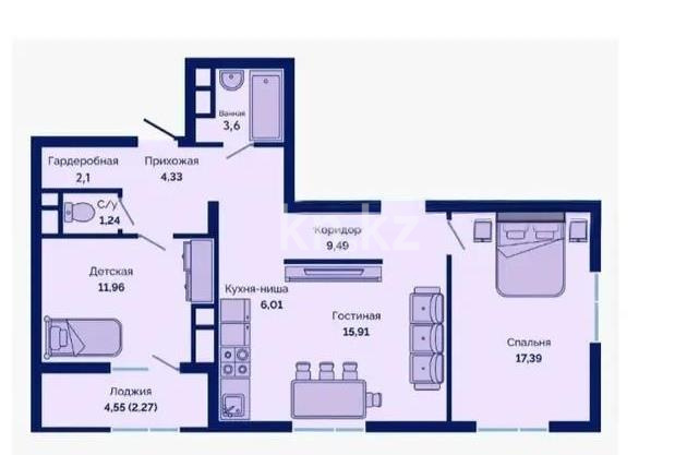 Продажа 3-комнатной квартиры, 74.5 м² в Астане - фото 2