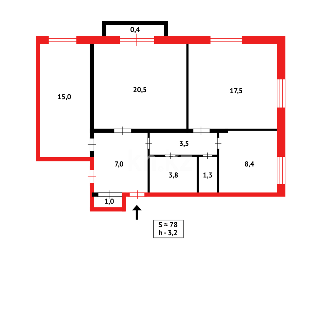 Продажа 3-комнатной квартиры, 75 м², ул. Жамбыла - Продажа квартир в Караганде фото 16 из 16