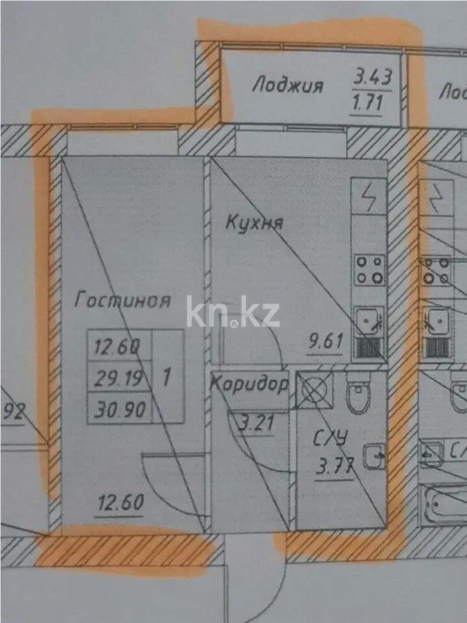 Продажа 1-комнатной квартиры, 32.62 м², ул. Тынышбайулы, дом  6 стр в Астане