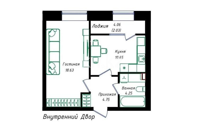 Продажа 1-комнатной квартиры, 40 м² в Астане