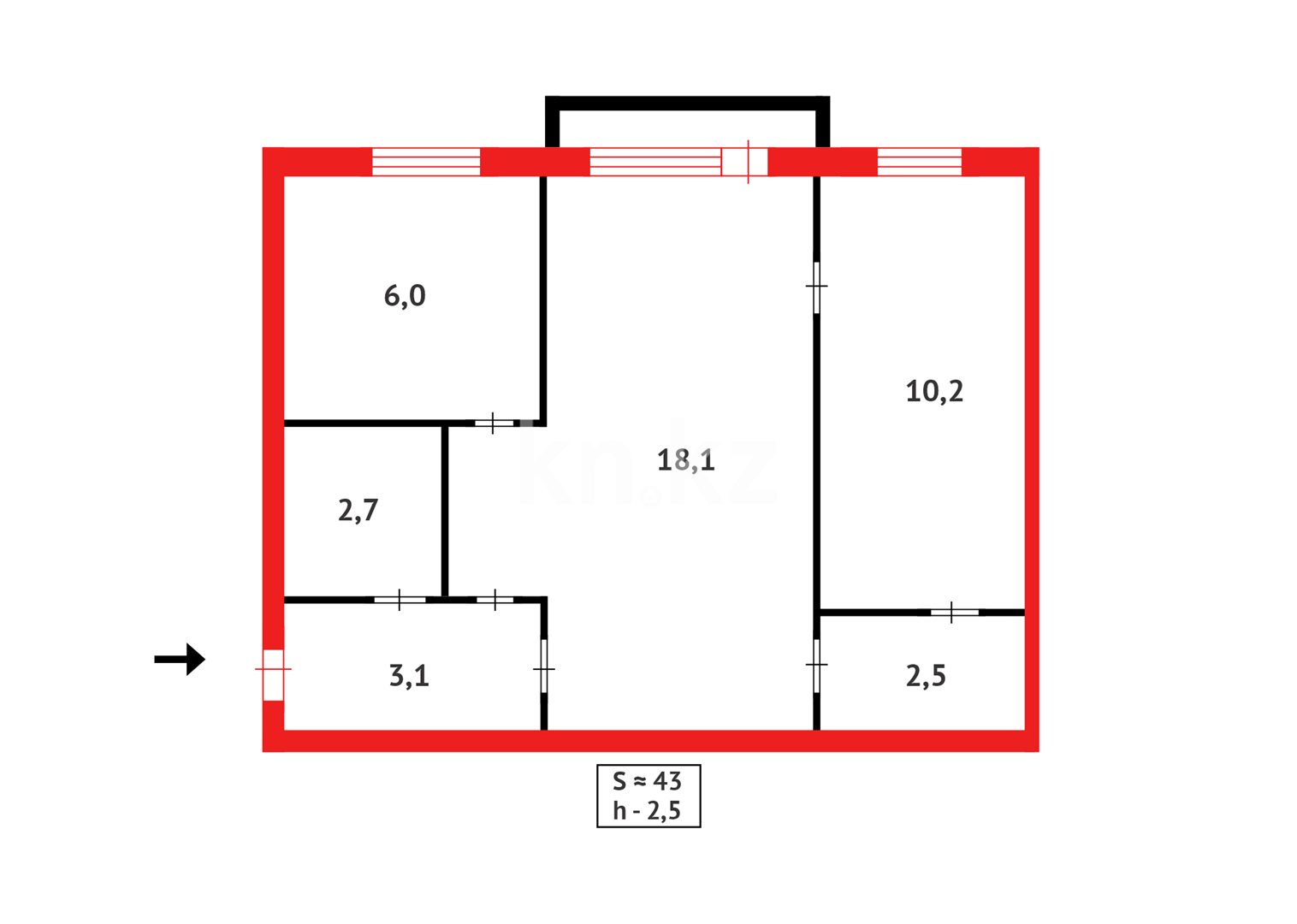 Продажа 2-комнатной квартиры, 42 м², пр. Назарбаева в Караганде - фото 9
