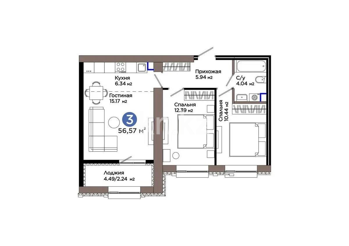 Продажа 3-комнатной квартиры, 57 м² в Астане - фото 4