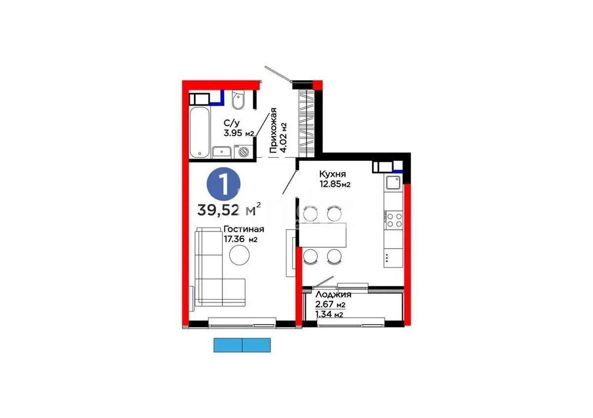 Продажа 1-комнатной квартиры, 39.52 м² в Алматы