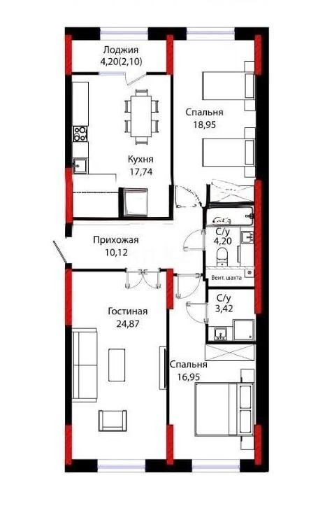 Продажа 3-комнатной квартиры, 98.35 м² в Астане - фото 7
