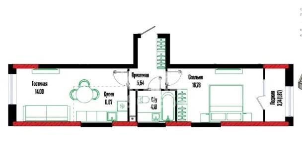 Продажа 2-комнатной квартиры, 49 м² в Астане