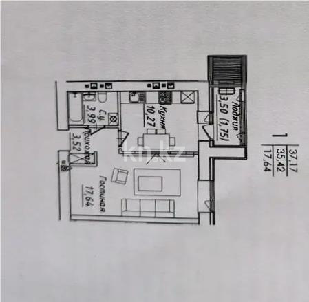 Продажа 1-комнатной квартиры, 38 м² - Продажа однокомнатных квартир в Астане - страница 4 фото 1 из 1