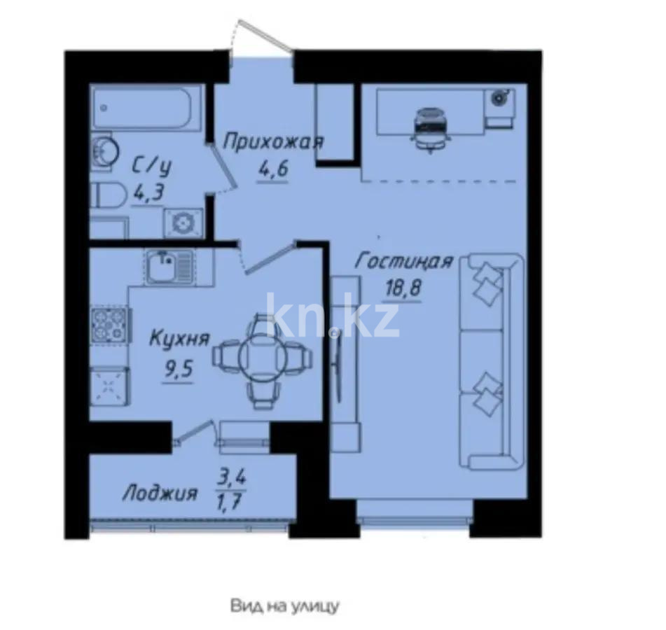Продажа 1-комнатной квартиры, 38.9 м², ул. Толе би, дом  1 стр в Астане