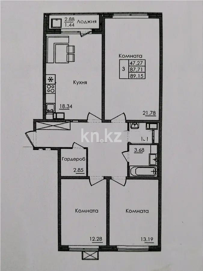 Продажа 3-комнатной квартиры, 89.15 м² - Продажа трехкомнатных квартир в Астане фото 4 из 4