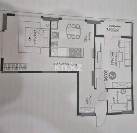 Продажа 2-комнатной квартиры, 61 м², ул. Е-429, дом  26 - Продажа  двухкомнатных квартир в новостройках Астаны без посредников фото 1 из 1