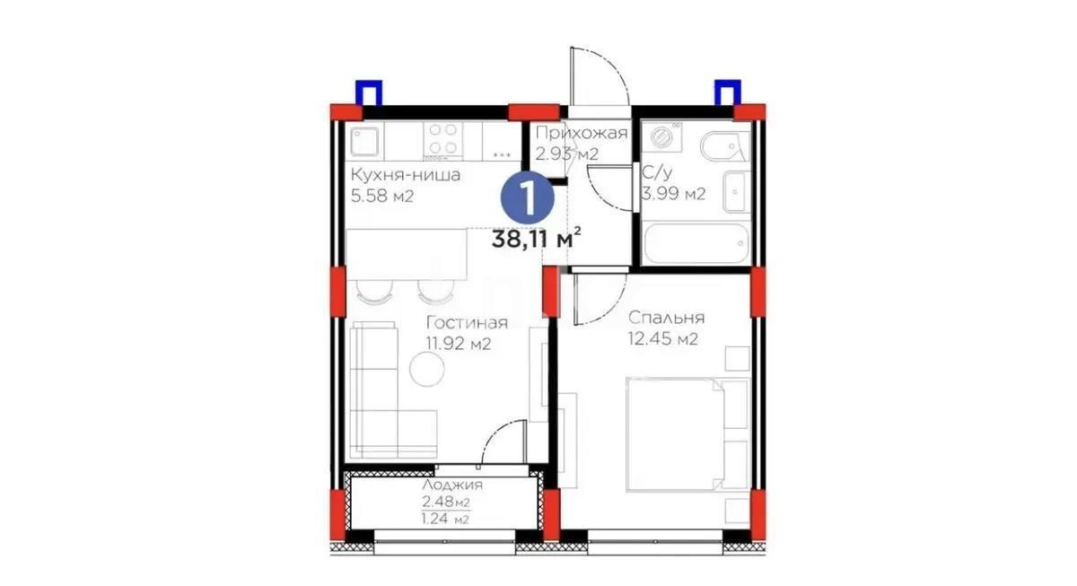 Продажа 2-комнатной квартиры, 38.11 м² - Продажа квартир в р-не Есиль Астаны - страница 63 фото 3 из 3
