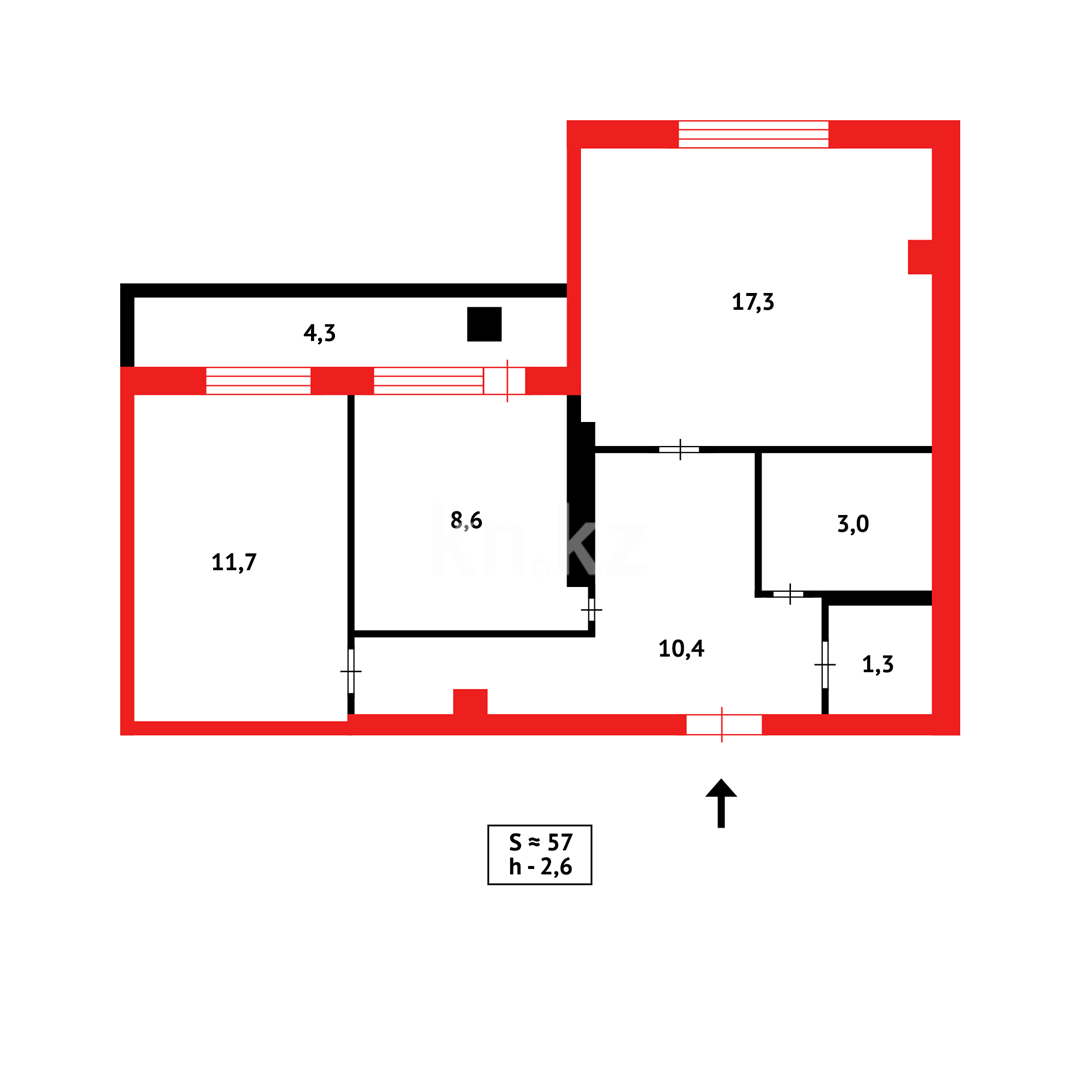 Продажа 2-комнатной квартиры, 57 м² в Караганде - фото 12