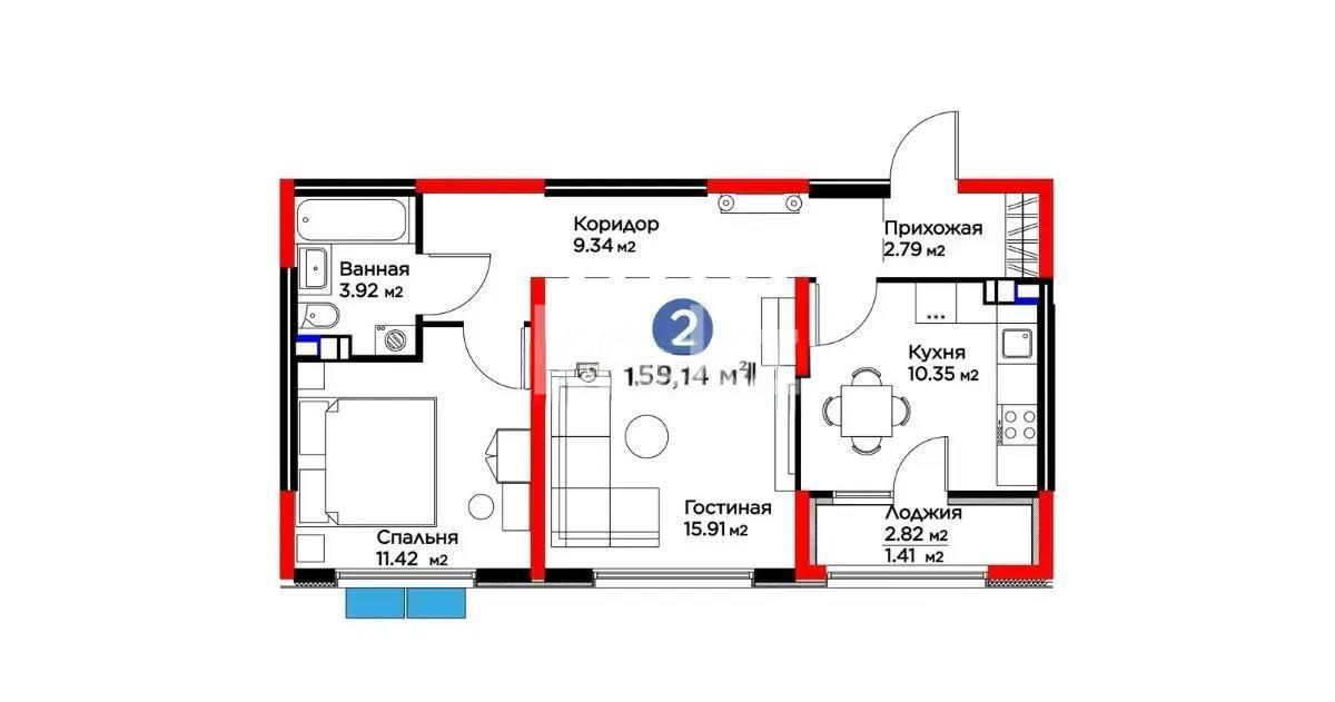 Продажа 2-комнатной квартиры, 55 м² - Продажа квартир в новостройках Алматы с фото - страница 2 фото 3 из 3