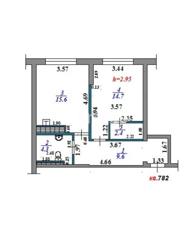 Продажа 2-комнатной квартиры, 46.6 м², ул. Утеген батыра, дом  11в - Продажа квартир в новостройках Алматы фото 5 из 5