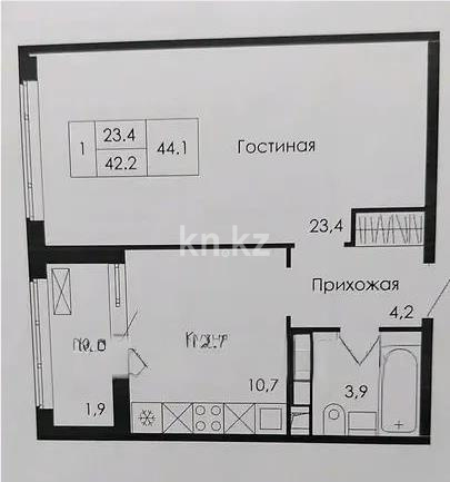 Продажа 1-комнатной квартиры, 44.2 м², ул. Нажимеденова, дом  3/4 - Аренда квартир помесячно в Карагандинской области фото 1 из 1