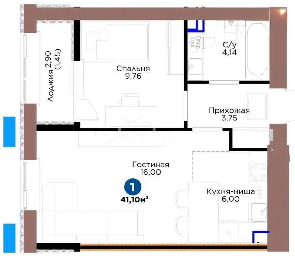 Продажа 2-комнатной квартиры, 40 м² - Продажа двухкомнатных квартир в кирпичном доме в Казахстане - страница 5 фото 1 из 1