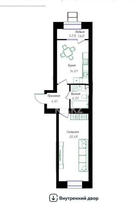 Продажа 1-комнатной квартиры, 45 м² в Астане