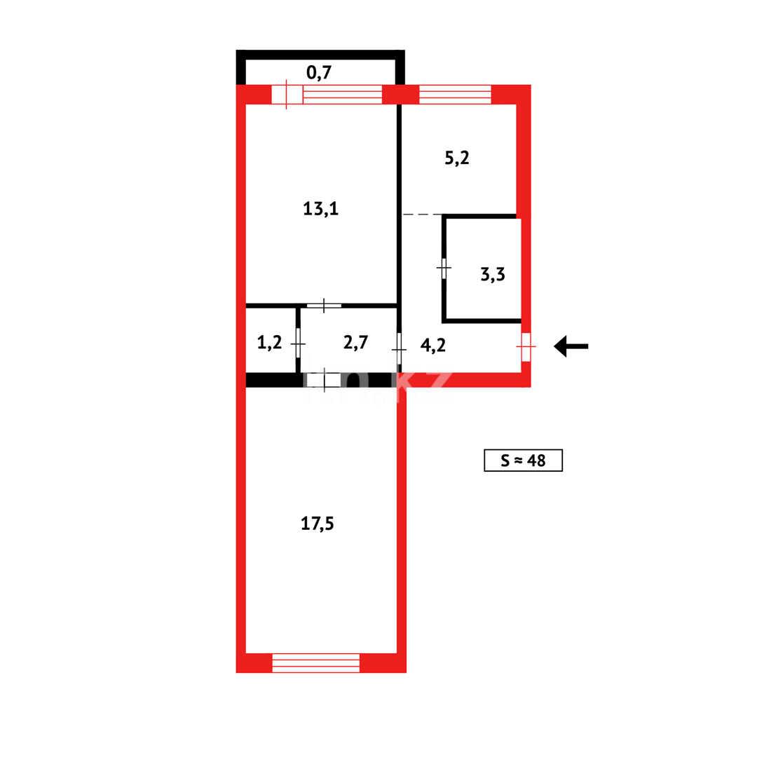 Продажа 2-комнатной квартиры, 47 м², мкр-н 14, дом  36 в Караганде - фото 15