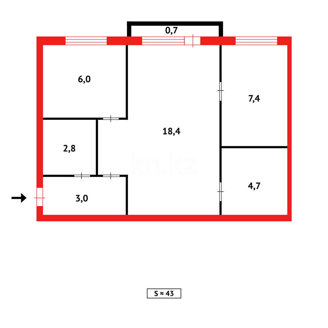 Продажа 2-комнатной квартиры, 44 м² - Продажа двухкомнатных квартир в Караганде - страница 3 фото 10 из 10