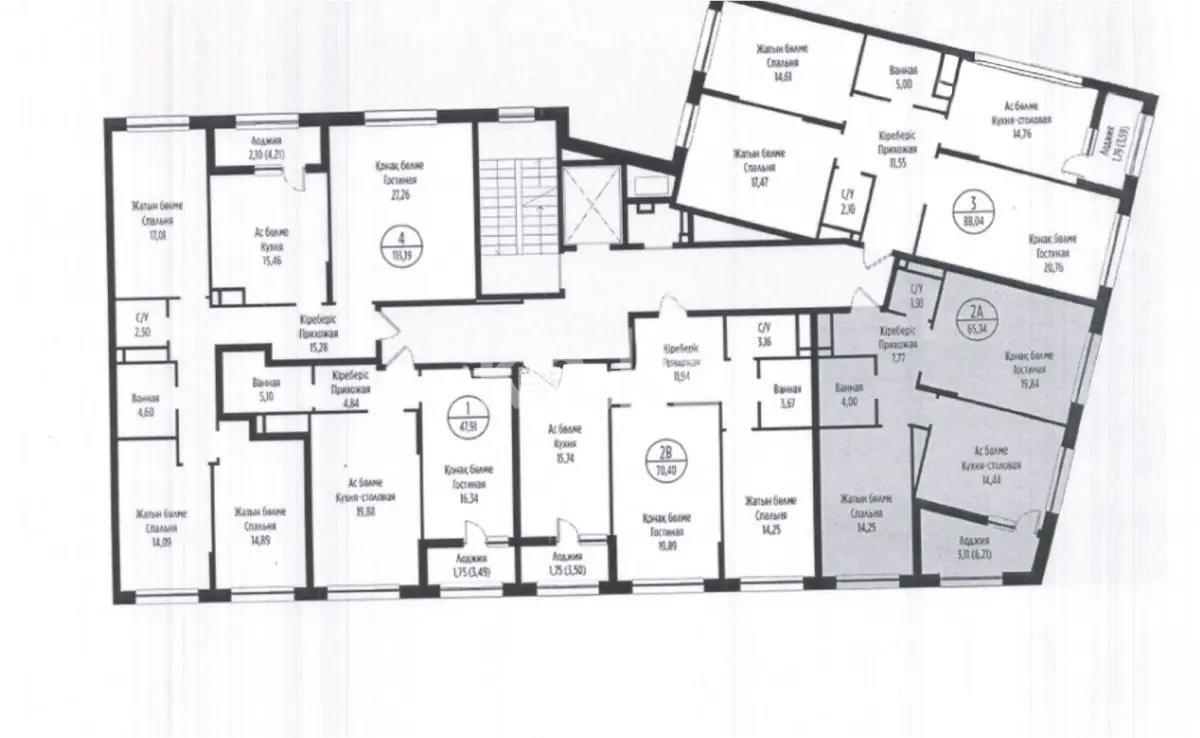 Продажа 2-комнатной квартиры, 65.34 м², ул. Жошы хана, дом  20 - Продажа квартир в новостройках Астаны с фото фото 1 из 1