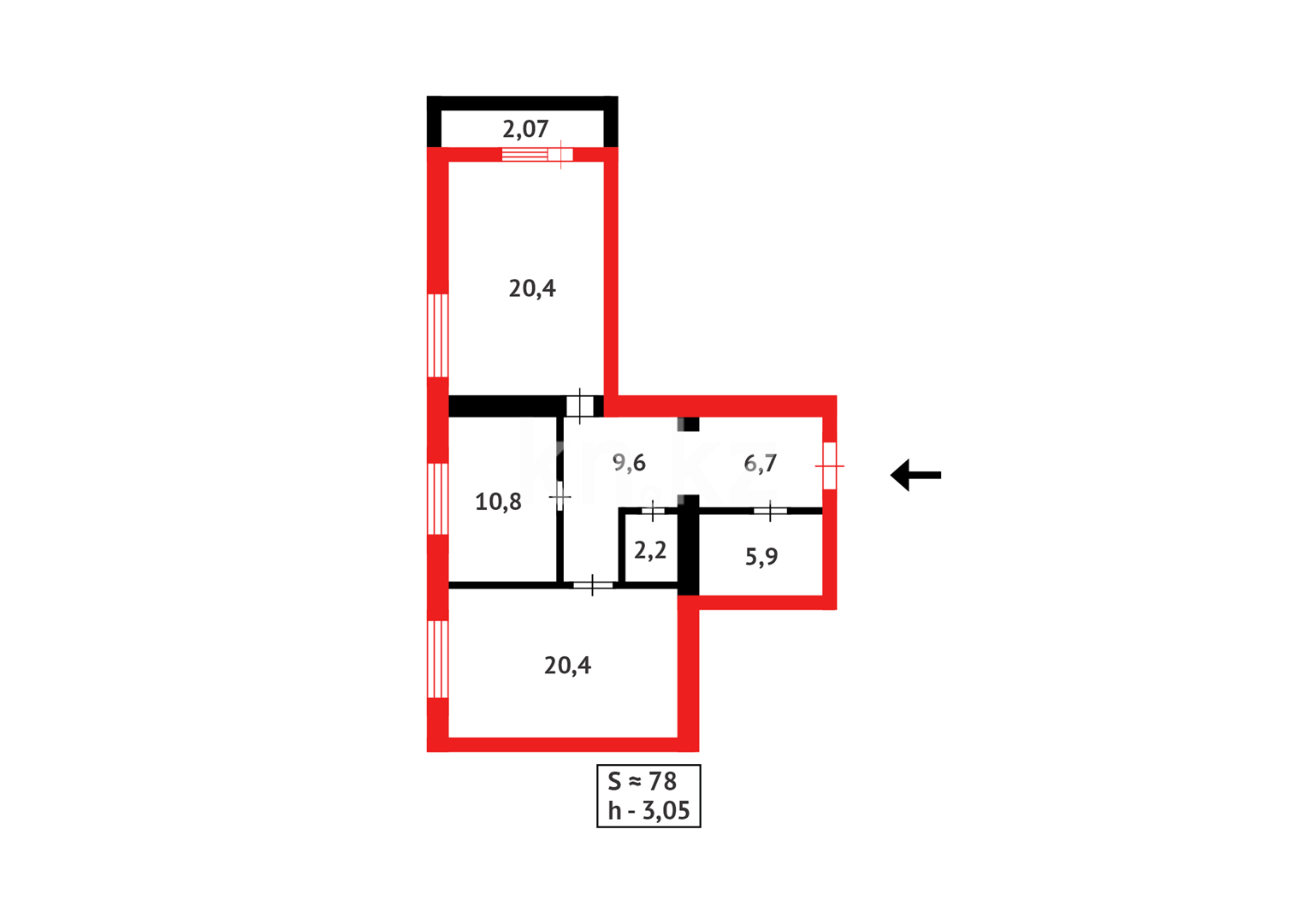 Продажа 3-комнатной квартиры, 78.18 м² в Астане - фото 14